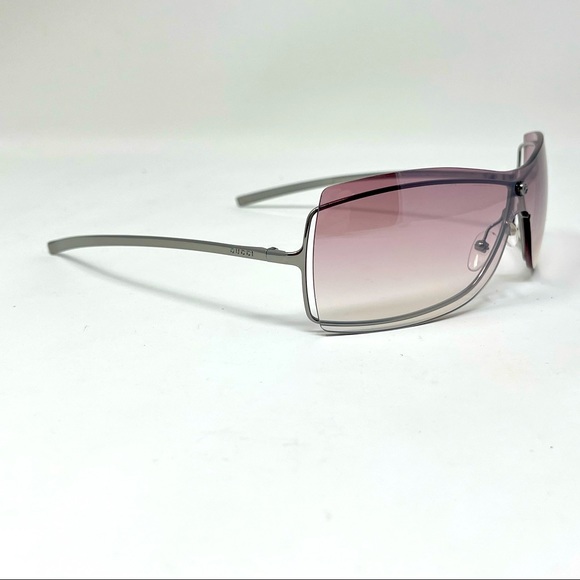 Gucci Sunglasses shield lens GG1711 6LBBI Rose gradient lens silver frame - Picture 2 of 11